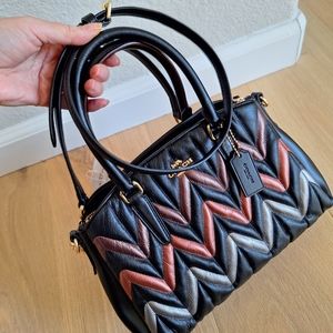NWT COACH F37872 Mini Sage Carryall With Chevron Quilting Multi/Black $450